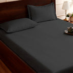 100% Cotton Feel Bedsheets 400 TC for Double Bed King Size (108 x108 Inch) with 2 Large Size Pillow Covers | Soft & Breathable | Wrinkle-Free | Premium Plain D.Grey Bedsheet