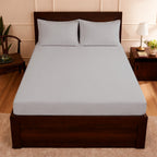100% Cotton Feel Bedsheets 400 TC for Double Bed King Size (108 x108 Inch) with 2 Large Size Pillow Covers | Soft & Breathable | Wrinkle-Free | Premium Plain L.grey Bedsheet