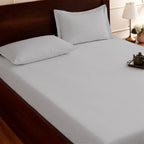 100% Cotton Feel Bedsheets 400 TC for Double Bed King Size (108 x108 Inch) with 2 Large Size Pillow Covers | Soft & Breathable | Wrinkle-Free | Premium Plain L.grey Bedsheet