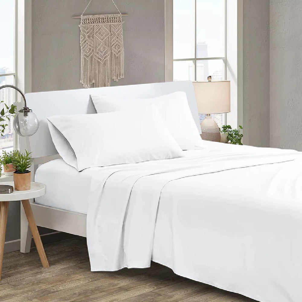 White Satin Plain Flat Bedsheet | Soft, Smooth &amp; Luxury Bedding