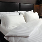 White Satin Stripe Flat Bedsheet | Elegant Hotel Style Luxury Bedding