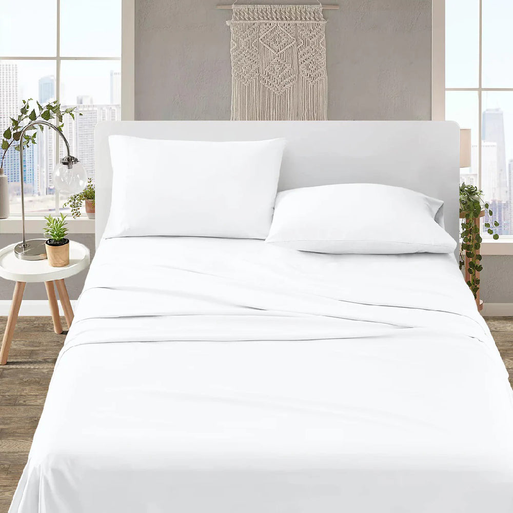 White Satin Plain Flat Bedsheet | Soft, Smooth &amp; Luxury Bedding