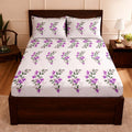 Raymond 100% Cotton Feel Bedsheets 200 TC for Double Bed King Size (108 x108 Inch) with 2 Large Size Pillow Covers | Soft & Breathable | Wrinkle-Free | Premium Printed Design Purple & Green
