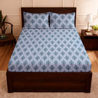 Raymond 100% Cotton Feel Bedsheets 200 TC for Double Bed King Size (108 x108 Inch) with 2 Large Size Pillow Covers | Soft and Breathable | Wrinkle-Free | Premium Printed Design Royal Blue