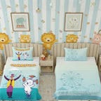 Kids Cartoon Print Reversible Dohar Soft Cotton Baby Blanket, 2-in-1 Double Sided Design, Lightweight Summer / AC Cotton Blanket for Babies, Toddlers & Kids | Breathable Blanket | 52"x73" Inches