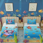 Kids Cartoon Print Reversible Dohar Soft Cotton Baby Blanket, 2-in-1 Double Sided Design, Lightweight Summer / AC Cotton Blanket for Babies, Toddlers & Kids | Breathable Blanket | 52"x73" Inches