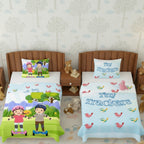 Kids Cartoon Print Reversible Dohar Soft Cotton Baby Blanket, 2-in-1 Double Sided Design, Lightweight Summer / AC Cotton Blanket for Babies, Toddlers & Kids | Breathable Blanket | 52"x73" Inches