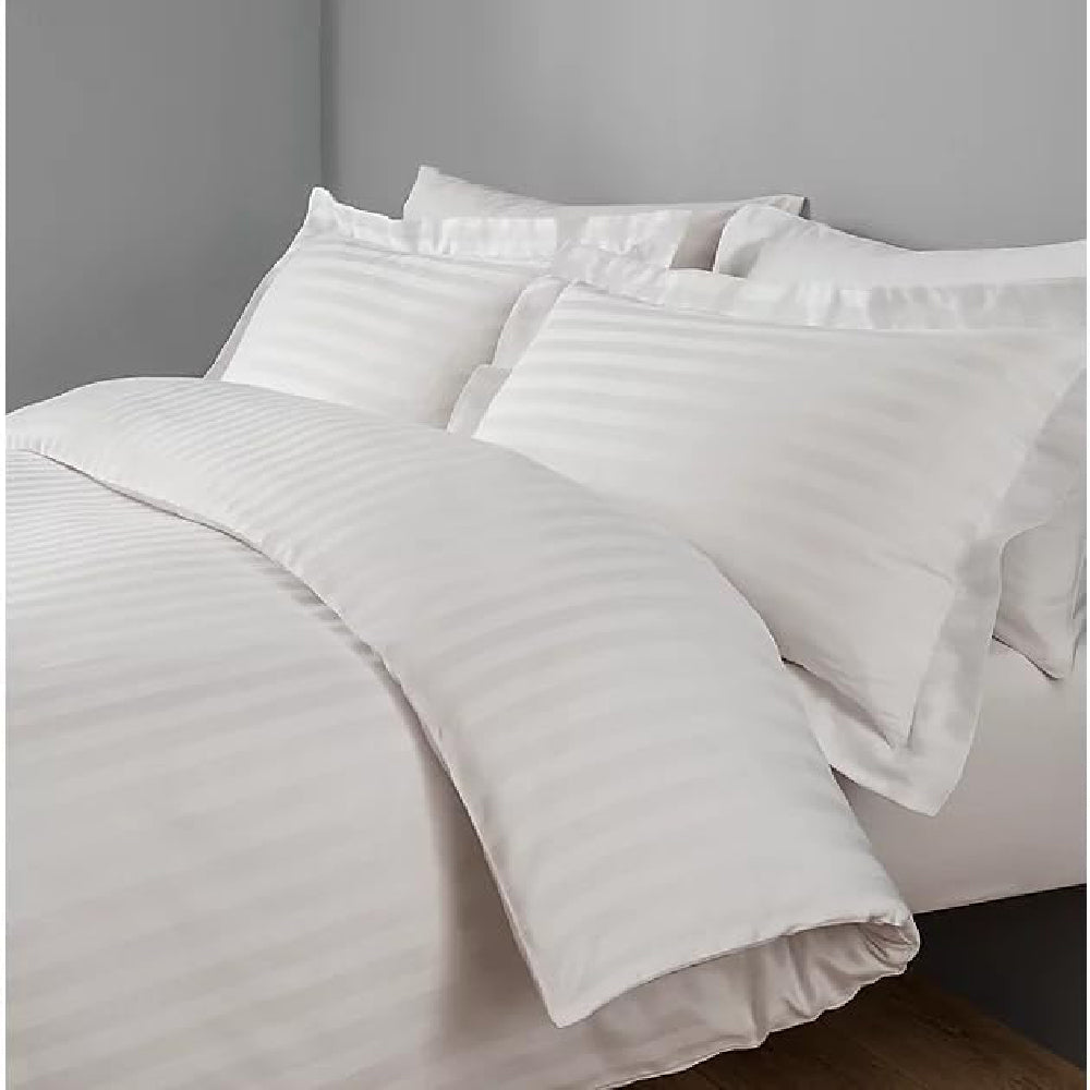White Satin Stripe Duvet Cover | Luxury Hotel Style Bedding
