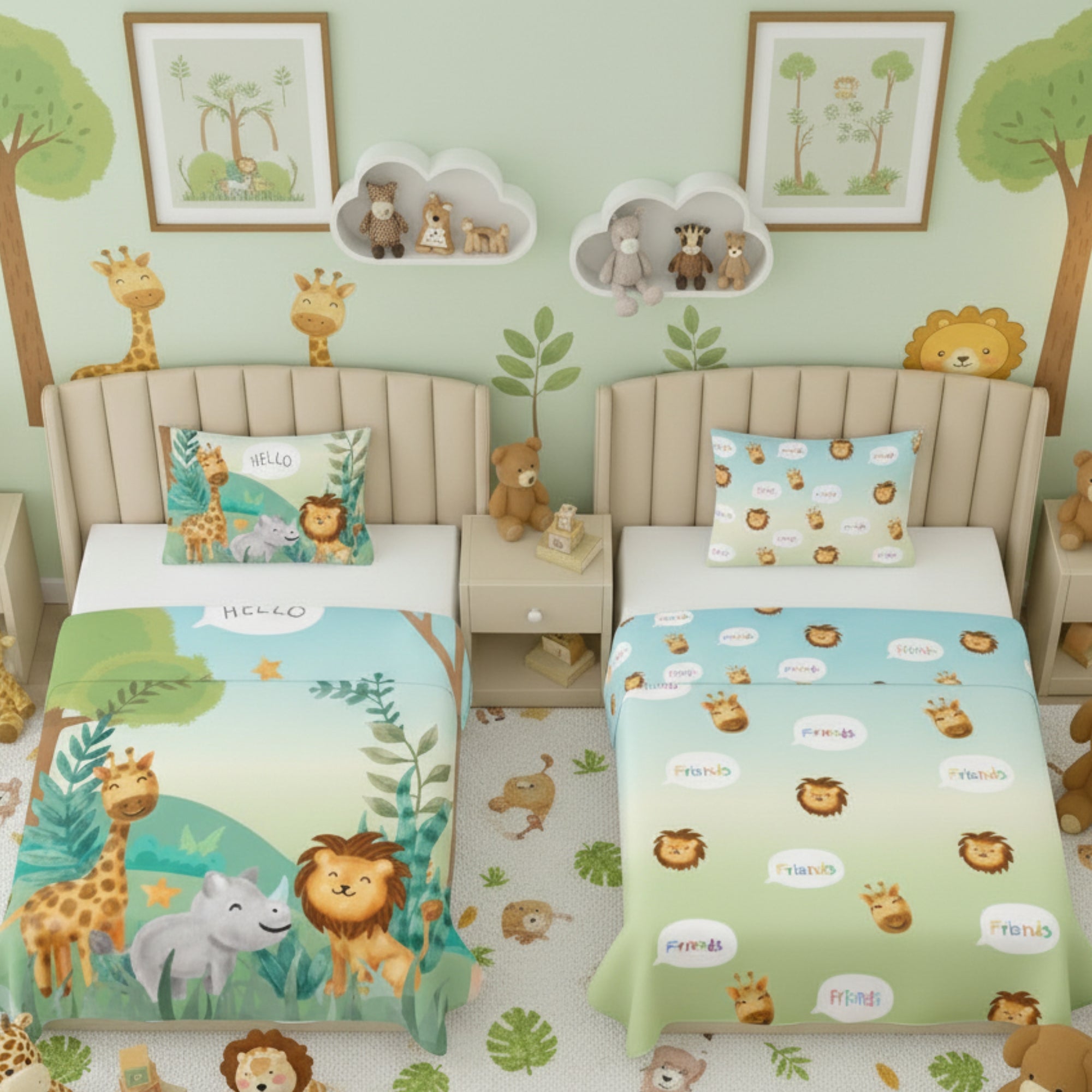Kids Cartoon Print Reversible Dohar Soft Cotton Baby Blanket, 2-in-1 Double Sided Design, Lightweight Summer / AC Cotton Blanket for Babies, Toddlers & Kids | Breathable Blanket | 52"x73" Inches