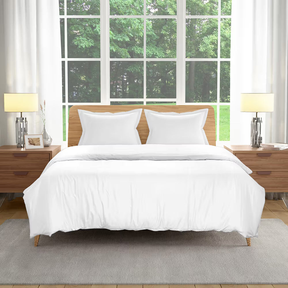 White Satin Plain Duvet Cover | Luxurious Soft &amp; Elegant Bedding