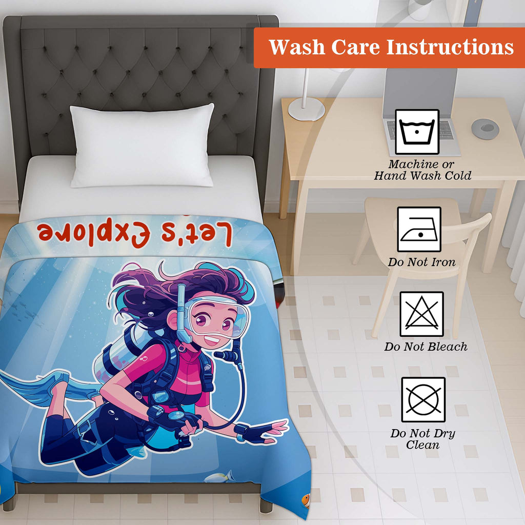 100% Cotton Printed AC Dohar Twin Size 145 x 215 cm | Soft Lightweight Summer Blanket for AC Room | Breathable All Season Cotton Quilt