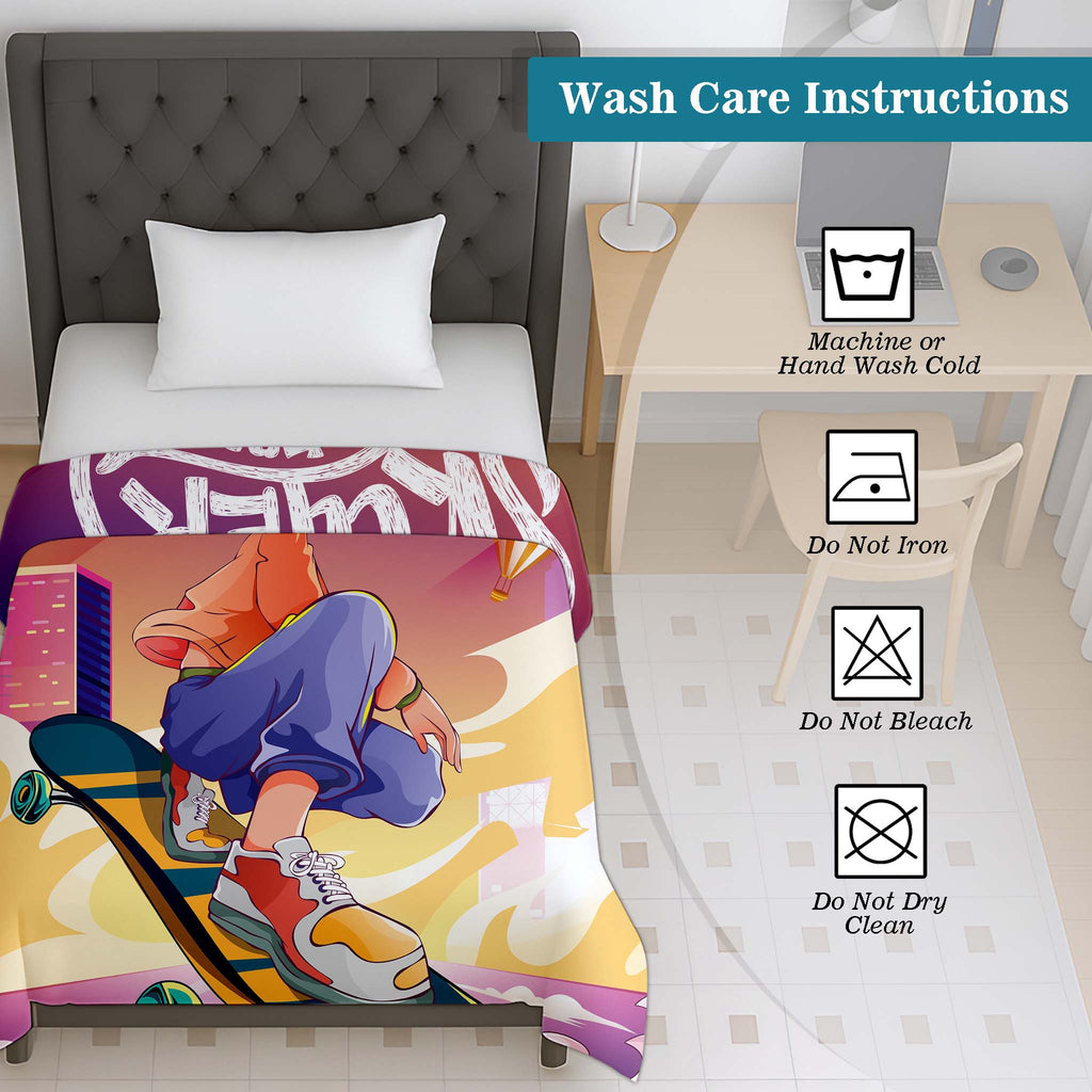 100% Cotton Printed AC Dohar Twin Size 145 x 215 cm | Soft Lightweight Summer Blanket for AC Room | Breathable All Season Cotton Quilt