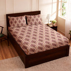 Raymond 100% Cotton Feel Bedsheets 200 TC for Double Bed King Size (108 x108 Inch) with 2 Large Size Pillow Covers | Soft and Breathable | Wrinkle-Free | Premium Printed Design Royal Maroon