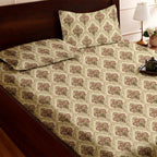 Raymond 100% Cotton Feel Bedsheets 200 TC for Double Bed King Size (108 x108 Inch) with 2 Large Size Pillow Covers | Soft and Breathable | Wrinkle-Free | Premium Printed Design Royal Green