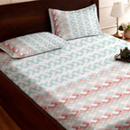 Raymond 100% Cotton Feel Bedsheets 200 TC for Double Bed King Size (108 x108 Inch) with 2 Large Size Pillow Covers | Soft and Breathable | Wrinkle-Free | Premium Printed Design Rose Leaf and White