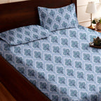 Raymond 100% Cotton Feel Bedsheets 200 TC for Double Bed King Size (108 x108 Inch) with 2 Large Size Pillow Covers | Soft and Breathable | Wrinkle-Free | Premium Printed Design Royal Blue