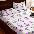 Raymond 100% Cotton Feel Bedsheets 200 TC for Double Bed King Size (108 x108 Inch) with 2 Large Size Pillow Covers | Soft & Breathable | Wrinkle-Free | Premium Printed Design Purple & Green