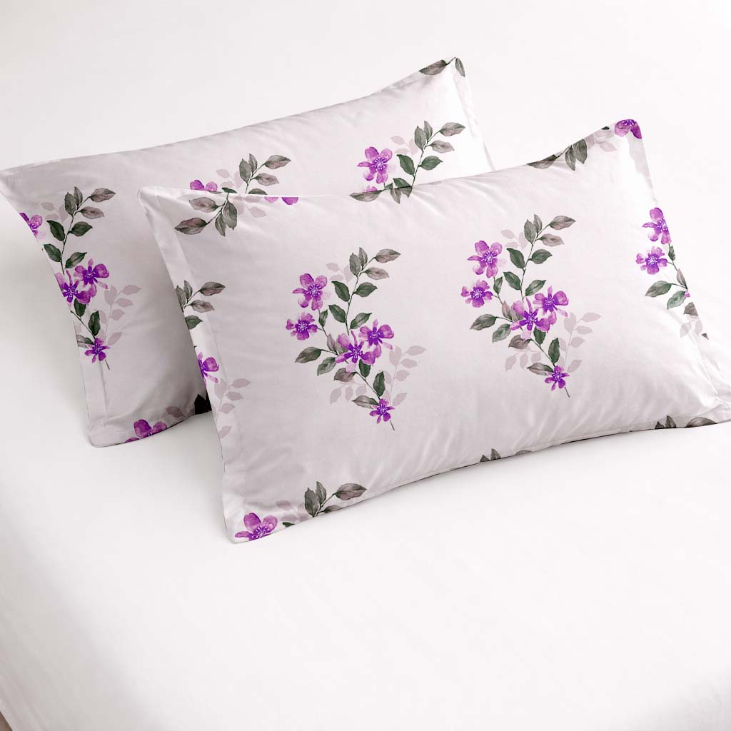 Raymond 100% Cotton Feel Bedsheets 200 TC for Double Bed King Size (108 x108 Inch) with 2 Large Size Pillow Covers | Soft & Breathable | Wrinkle-Free | Premium Printed Design Purple & Green