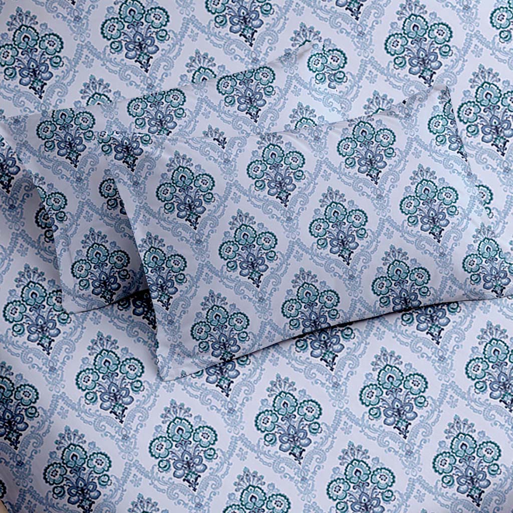 Raymond 100% Cotton Feel Bedsheets 200 TC for Double Bed King Size (108 x108 Inch) with 2 Large Size Pillow Covers | Soft and Breathable | Wrinkle-Free | Premium Printed Design Royal Blue