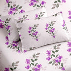 Raymond 100% Cotton Feel Bedsheets 200 TC for Double Bed King Size (108 x108 Inch) with 2 Large Size Pillow Covers | Soft & Breathable | Wrinkle-Free | Premium Printed Design Purple & Green