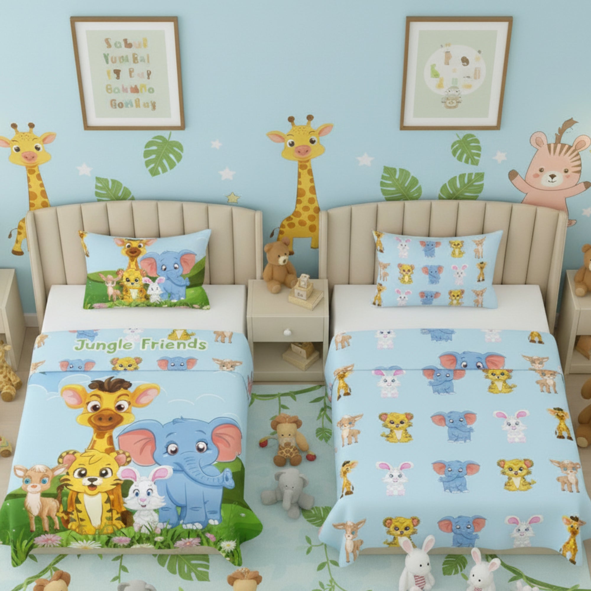 Kids Cartoon Print Reversible Dohar Soft Cotton Baby Blanket, 2-in-1 Double Sided Design, Lightweight Summer / AC Cotton Blanket for Babies, Toddlers & Kids | Breathable Blanket | 52"x73" Inches