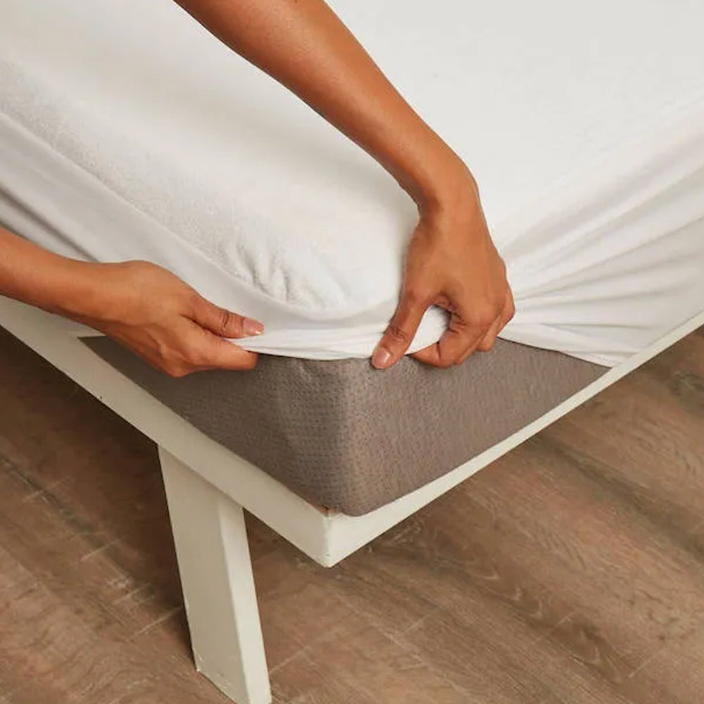 Terry White Mattress Protector | Soft, Waterproof &amp; Breathable Mattress Protection