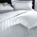 White Satin Stripe Flat Bedsheet | Elegant Hotel Style Luxury Bedding