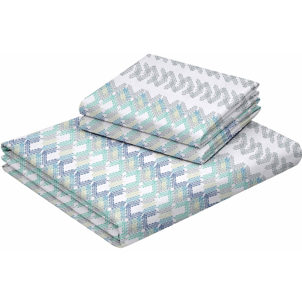 Raymond 100% Cotton Feel Bedsheets 200 TC for Double Bed King Size (108 x108 Inch) with 2 Large Size Pillow Covers | Soft and Breathable | Wrinkle-Free | Premium Printed Design Blue Leaf and White