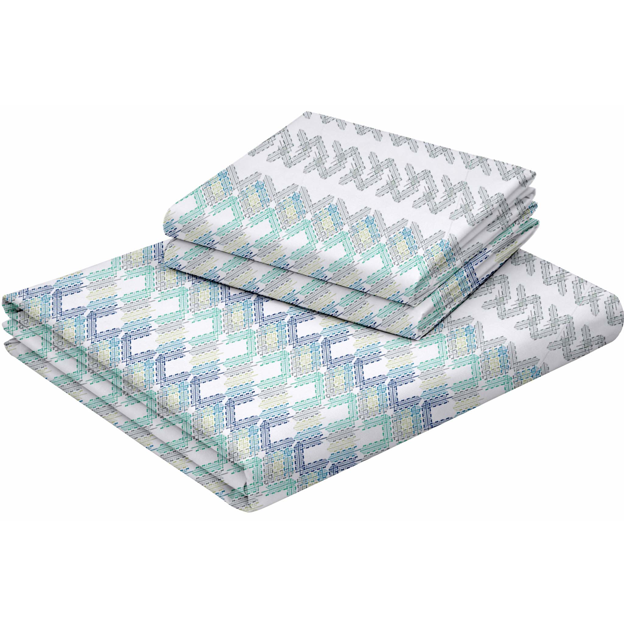 Raymond 100% Cotton Feel Bedsheets 200 TC for Double Bed King Size (108 x108 Inch) with 2 Large Size Pillow Covers | Soft and Breathable | Wrinkle-Free | Premium Printed Design Blue Leaf and White