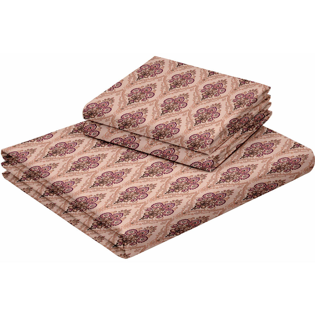 Raymond 100% Cotton Feel Bedsheets 200 TC for Double Bed King Size (108 x108 Inch) with 2 Large Size Pillow Covers | Soft and Breathable | Wrinkle-Free | Premium Printed Design Royal Maroon