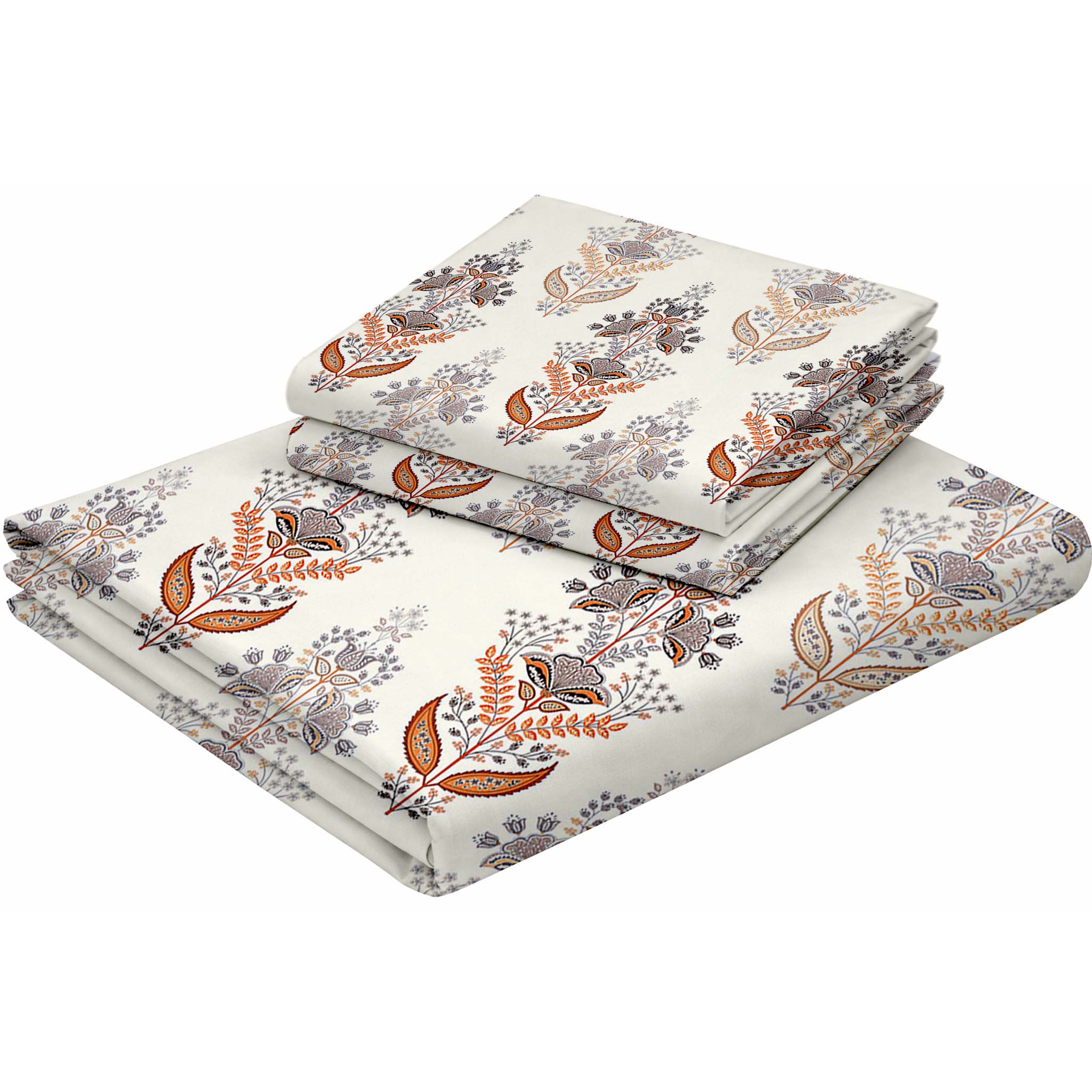 Raymond 100% Cotton Feel Bedsheets 200 TC for Double Bed King Size (108 x108 Inch) with 2 Large Size Pillow Covers | Soft and Breathable | Wrinkle-Free | Premium Printed Design Gold and White Floral