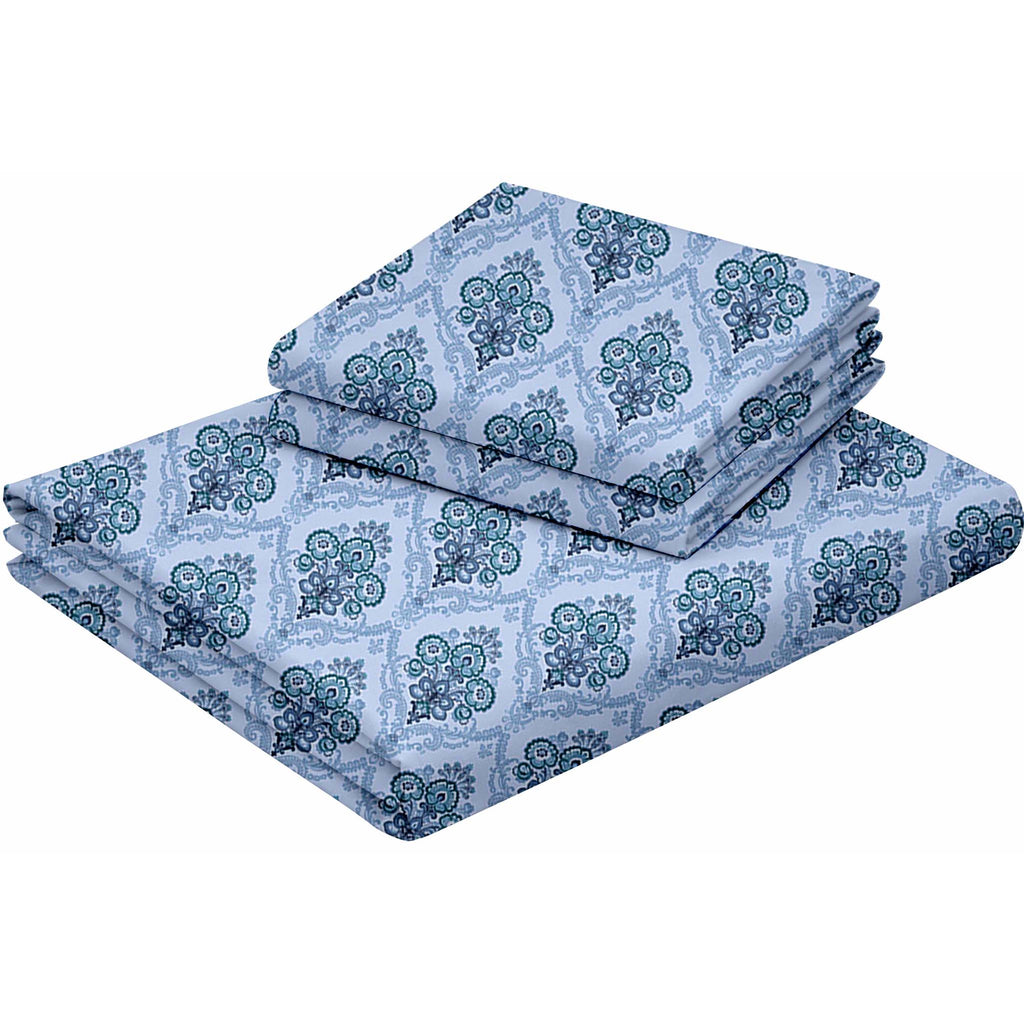 Raymond 100% Cotton Feel Bedsheets 200 TC for Double Bed King Size (108 x108 Inch) with 2 Large Size Pillow Covers | Soft and Breathable | Wrinkle-Free | Premium Printed Design Royal Blue