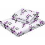 Raymond 100% Cotton Feel Bedsheets 200 TC for Double Bed King Size (108 x108 Inch) with 2 Large Size Pillow Covers | Soft & Breathable | Wrinkle-Free | Premium Printed Design Purple & Green