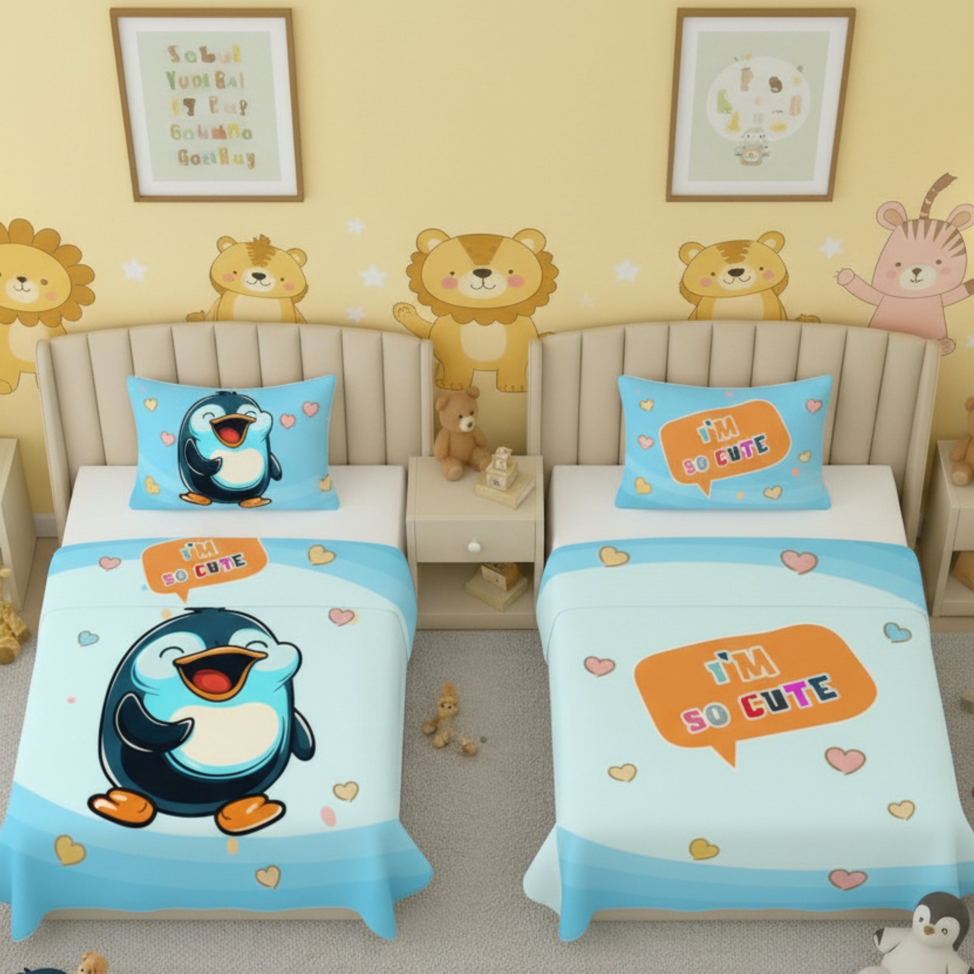 Kids Cartoon Print Reversible Dohar Soft Cotton Baby Blanket, 2-in-1 Double Sided Design, Lightweight Summer / AC Cotton Blanket for Babies, Toddlers & Kids | Breathable Blanket | 52"x73" Inches