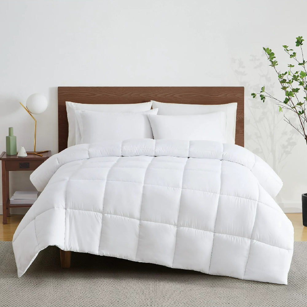 Micro Polyester Fibre Plain White Comforter | Soft, Lightweight & All-Season Bedding