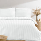 White Satin Stripe Duvet Cover | Luxury Hotel Style Bedding
