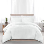 White Satin Stripe Duvet Cover | Luxury Hotel Style Bedding