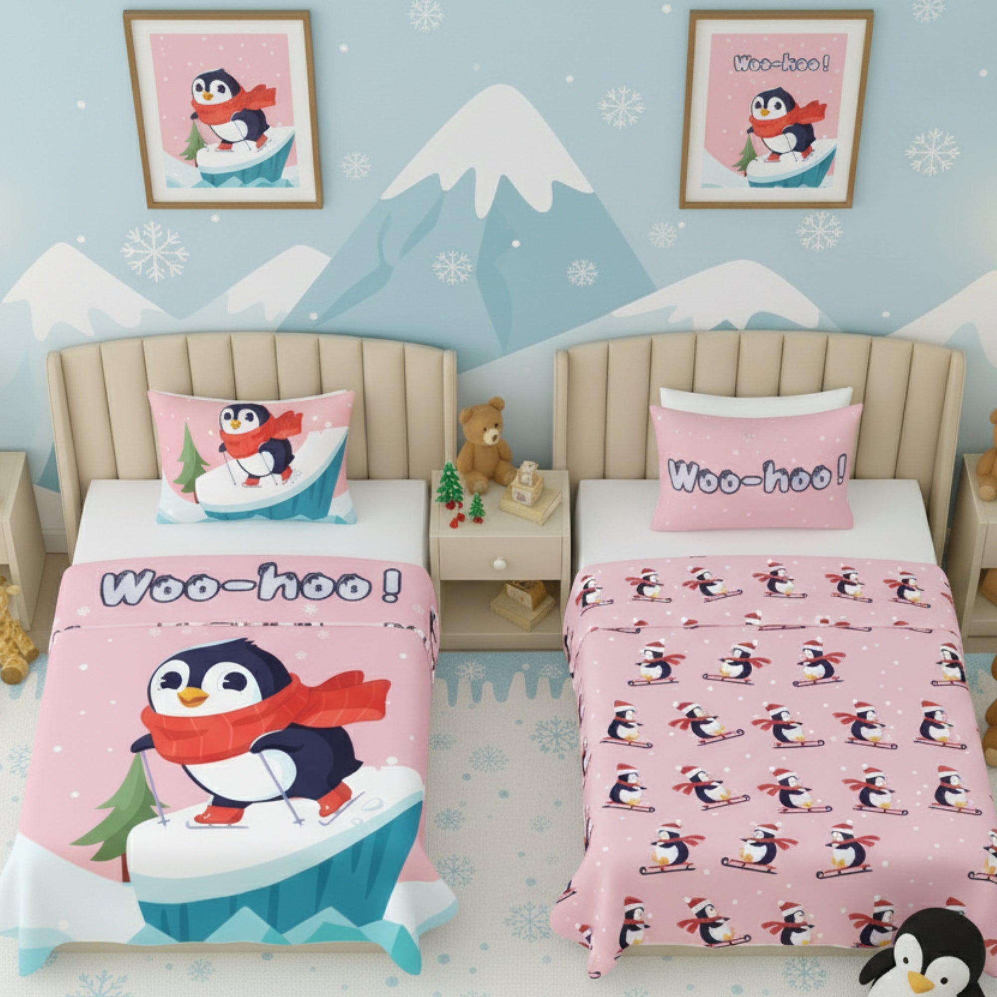 Kids Cartoon Print Reversible Dohar Soft Cotton Baby Blanket, 2-in-1 Double Sided Design, Lightweight Summer / AC Cotton Blanket for Babies, Toddlers & Kids | Breathable Blanket | 52"x73" Inches