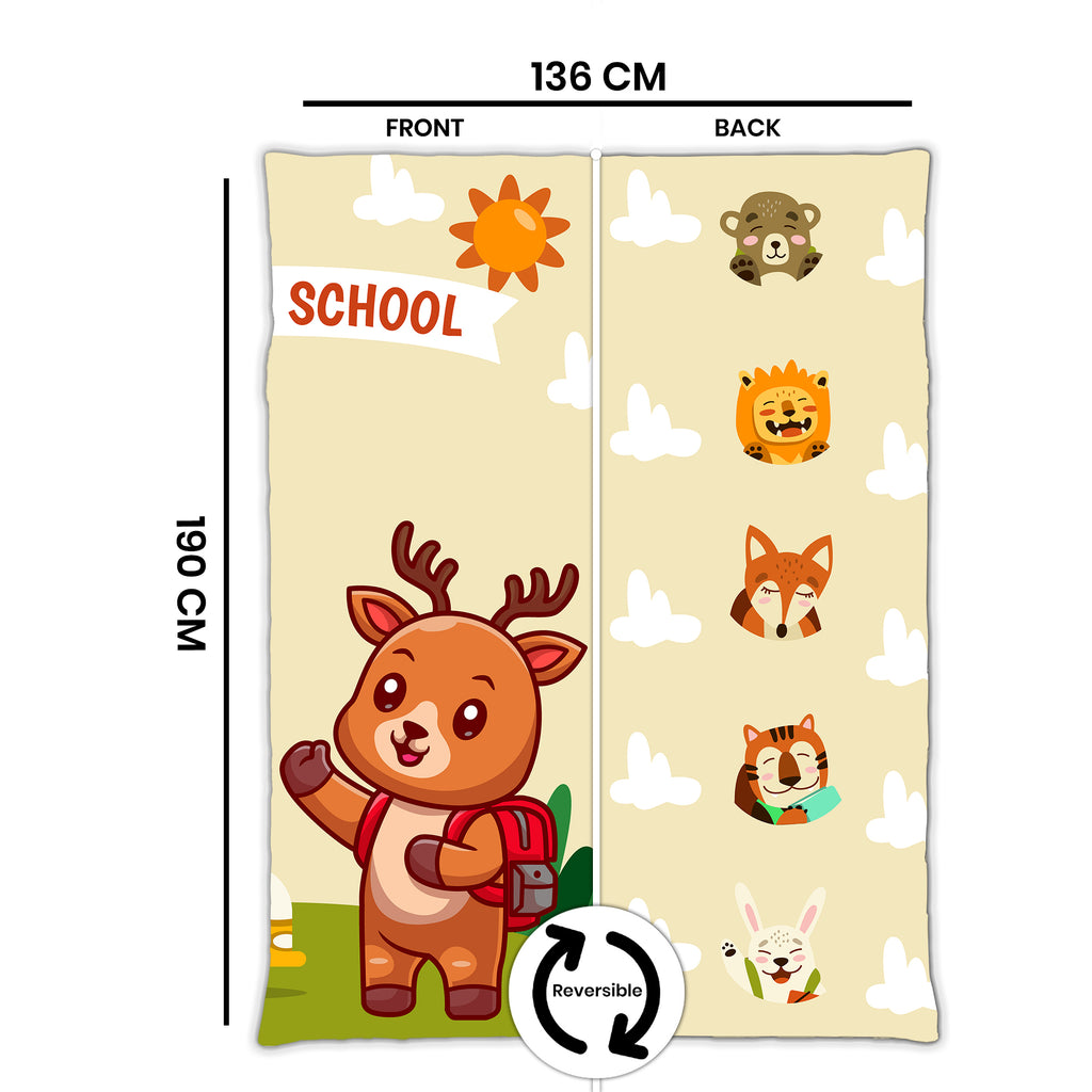 Kids Cartoon Print Reversible Dohar Soft Cotton Baby Blanket, 2-in-1 Double Sided Design, Lightweight Summer / AC Cotton Blanket for Babies, Toddlers & Kids | Breathable Blanket | 52"x73" Inches
