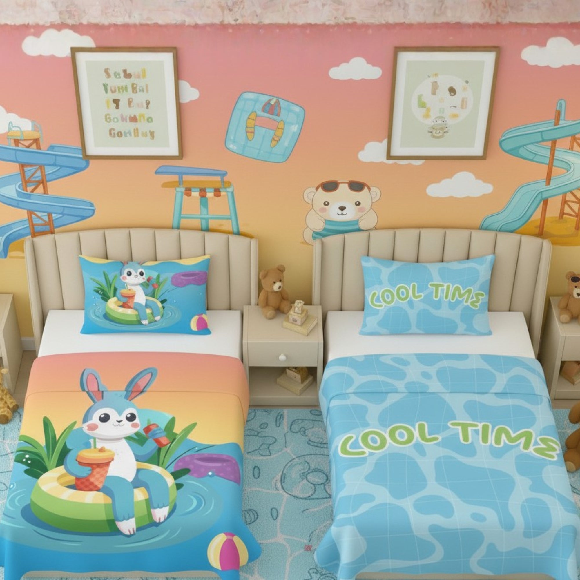 Kids Cartoon Print Reversible Dohar Soft Cotton Baby Blanket, 2-in-1 Double Sided Design, Lightweight Summer / AC Cotton Blanket for Babies, Toddlers & Kids | Breathable Blanket | 52"x73" Inches
