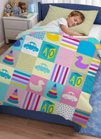 Kids Cartoon Print Reversible Dohar Soft Cotton Baby Blanket, 2-in-1 Double Sided Design, Lightweight Summer / AC Cotton Blanket for Babies, Toddlers & Kids | Breathable Blanket | 39"x59" Inches