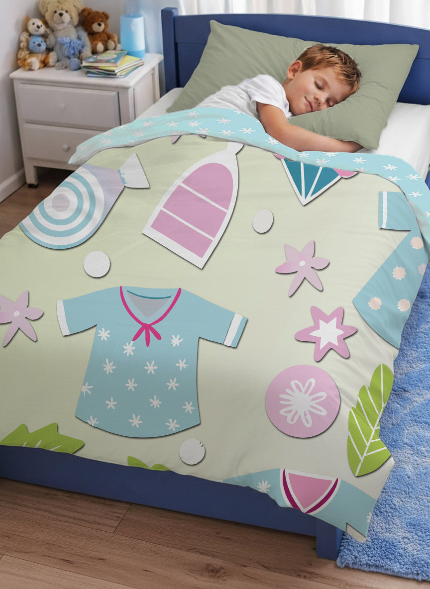 Kids Cartoon Print Reversible Dohar Soft Cotton Baby Blanket, 2-in-1 Double Sided Design, Lightweight Summer / AC Cotton Blanket for Babies, Toddlers & Kids | Breathable Blanket | 39"x59" Inches