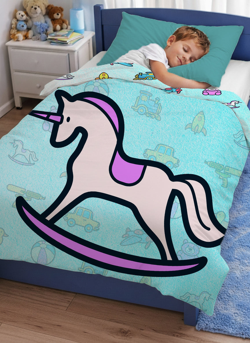 Kids Cartoon Print Reversible Dohar Soft Cotton Baby Blanket, 2-in-1 Double Sided Design, Lightweight Summer / AC Cotton Blanket for Babies, Toddlers & Kids | Breathable Blanket | 39"x59" Inches