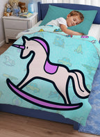 Kids Cartoon Print Reversible Dohar Soft Cotton Baby Blanket, 2-in-1 Double Sided Design, Lightweight Summer / AC Cotton Blanket for Babies, Toddlers & Kids | Breathable Blanket | 39"x59" Inches