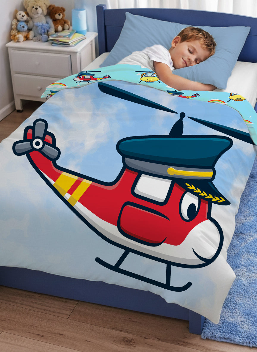 Kids Cartoon Print Reversible Dohar Soft Cotton Baby Blanket, 2-in-1 Double Sided Design, Lightweight Summer / AC Cotton Blanket for Babies, Toddlers & Kids | Breathable Blanket | 39"x59" Inches