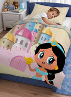 Kids Cartoon Print Reversible Dohar Soft Cotton Baby Blanket, 2-in-1 Double Sided Design, Lightweight Summer / AC Cotton Blanket for Babies, Toddlers & Kids | Breathable Blanket | 52"x73" Inches