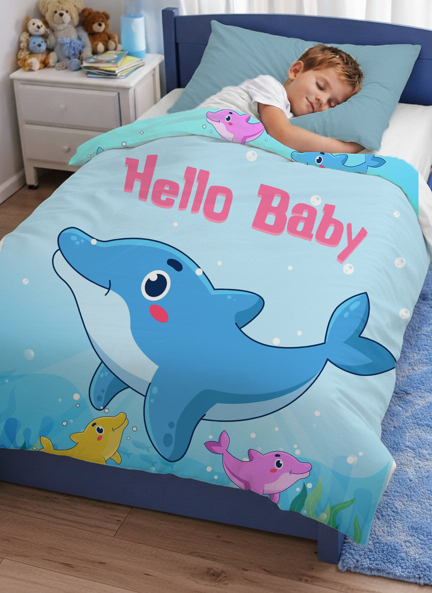 Kids Cartoon Print Reversible Dohar Soft Cotton Baby Blanket, 2-in-1 Double Sided Design, Lightweight Summer / AC Cotton Blanket for Babies, Toddlers & Kids | Breathable Blanket | 52"x73" Inches