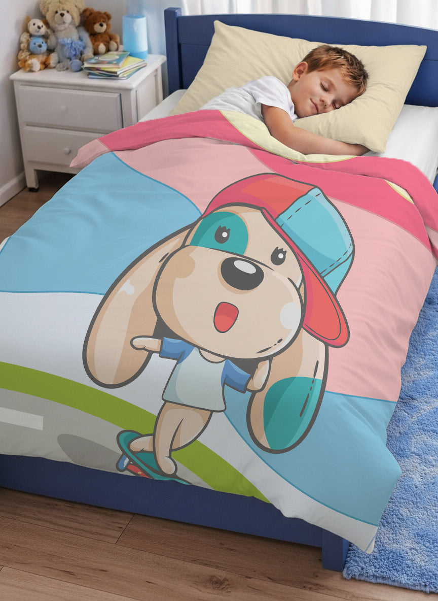 Kids Cartoon Print Reversible Dohar Soft Cotton Baby Blanket, 2-in-1 Double Sided Design, Lightweight Summer / AC Cotton Blanket for Babies, Toddlers & Kids | Breathable Blanket | 52"x73" Inches