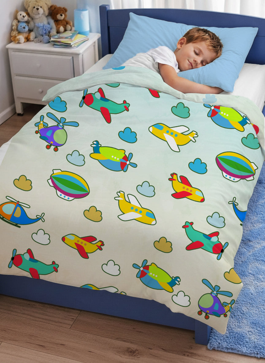 Kids Cartoon Print Reversible Dohar Soft Cotton Baby Blanket, 2-in-1 Double Sided Design, Lightweight Summer / AC Cotton Blanket for Babies, Toddlers & Kids | Breathable Blanket | 52"x73" Inches