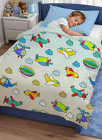 Kids Cartoon Print Reversible Dohar Soft Cotton Baby Blanket, 2-in-1 Double Sided Design, Lightweight Summer / AC Cotton Blanket for Babies, Toddlers & Kids | Breathable Blanket | 52"x73" Inches